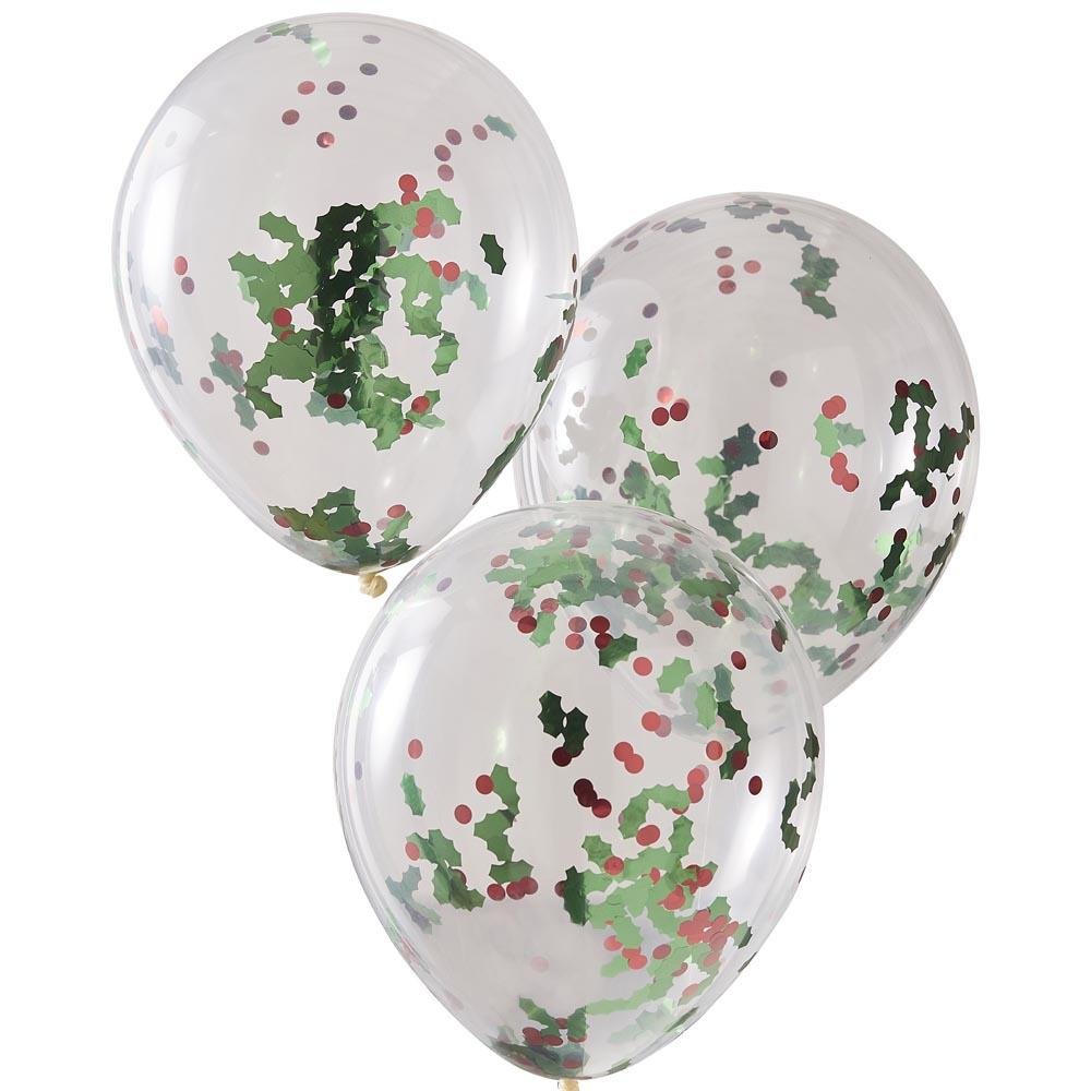 Holly and Berries Confetti Latex Balloons