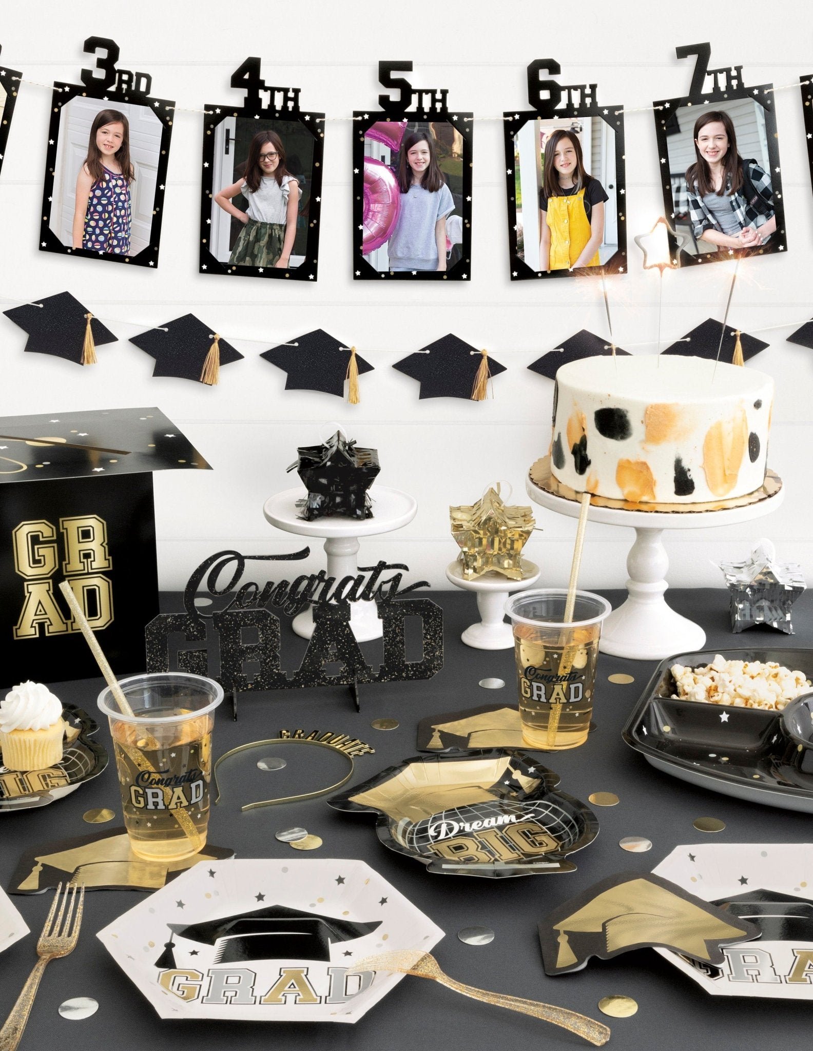 Black & Gold Congrats Grad Decoration - 图片 2