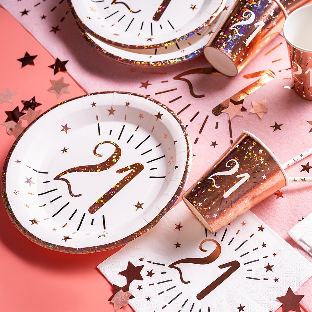 21st Birthday Rose Gold Paper Cups (x10) - 图片 3
