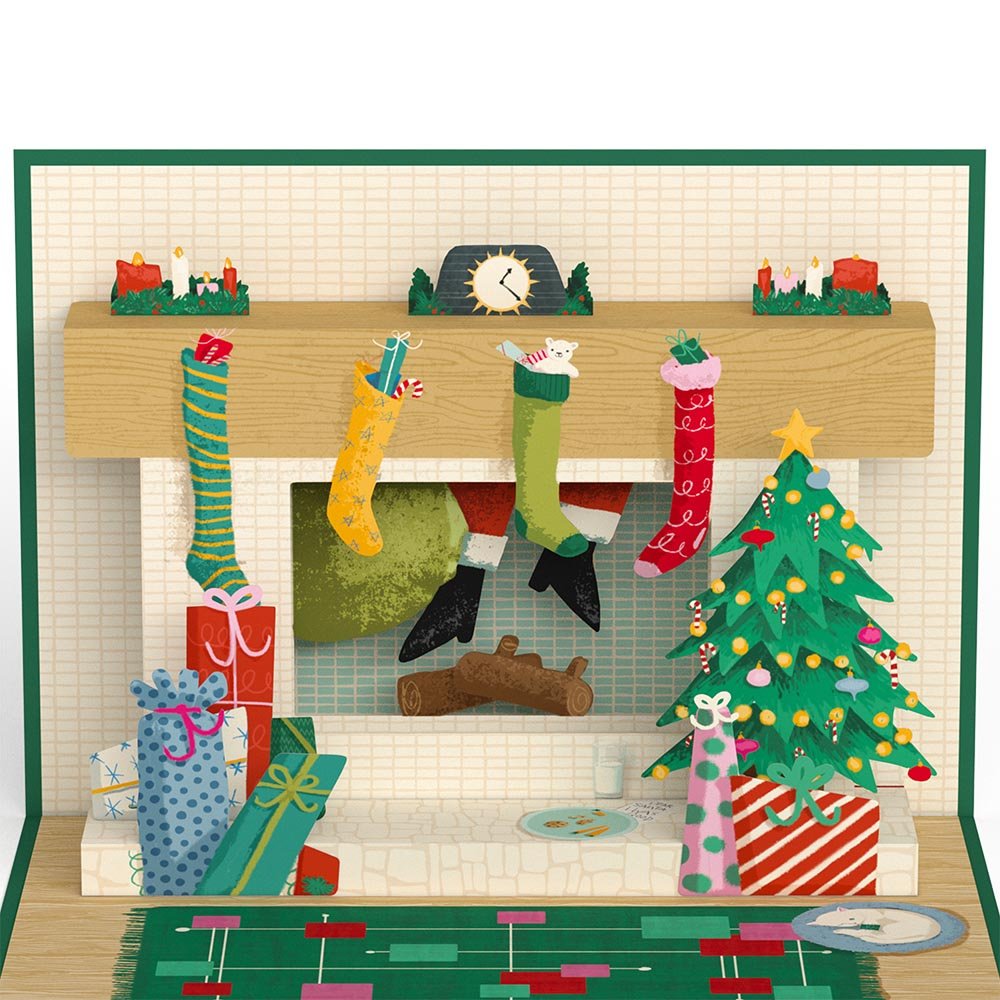 Santa Down the Chimney Christmas Pop-Up Card - 图片 2