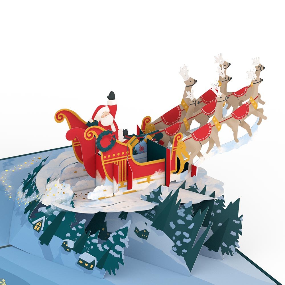 Night Sky Santa Sleigh Pop-Up Card - 图片 2