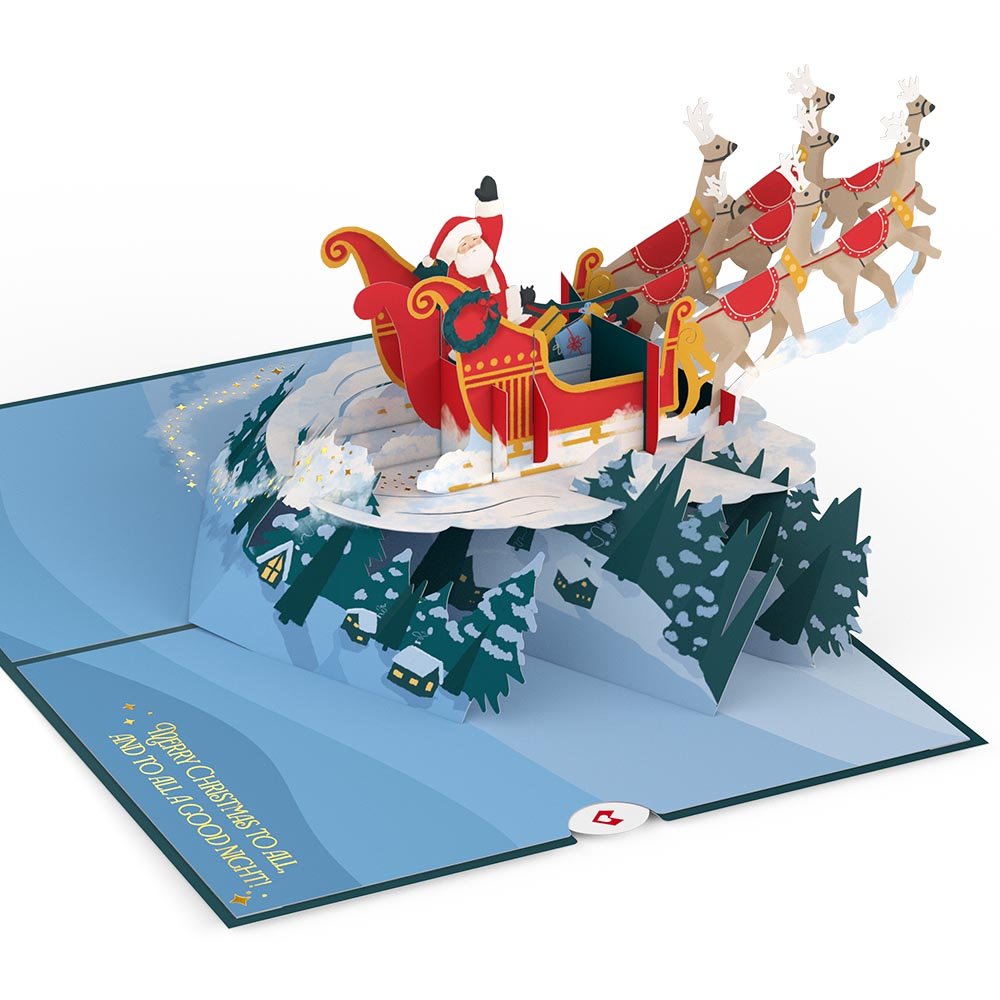 Night Sky Santa Sleigh Pop-Up Card - 图片 4