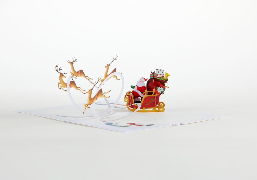 Santa Sleigh and Reindeer Pop-Up Card - 图片 4